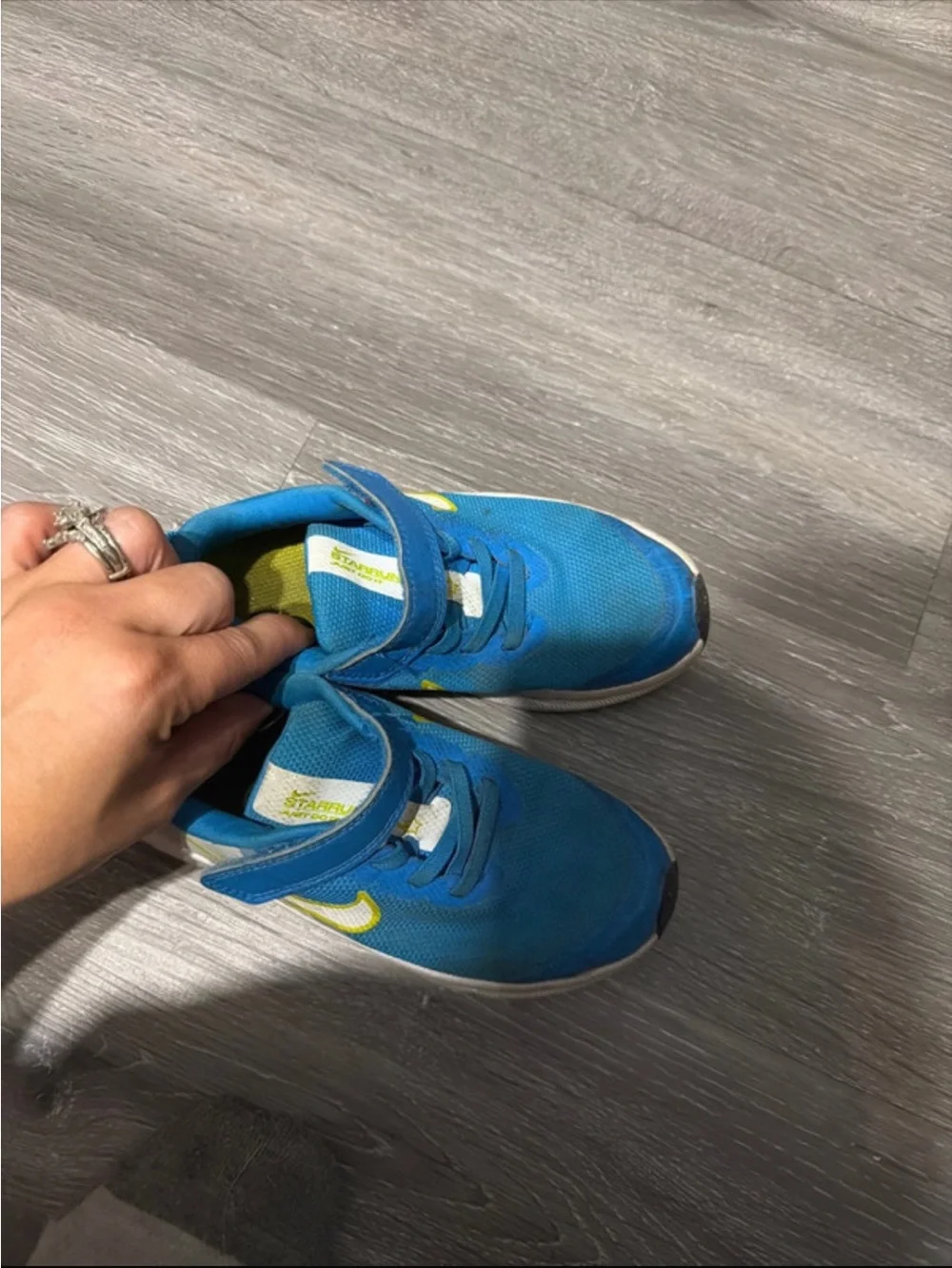 Nike Kids Blue Sneakers with Yellow Swoosh